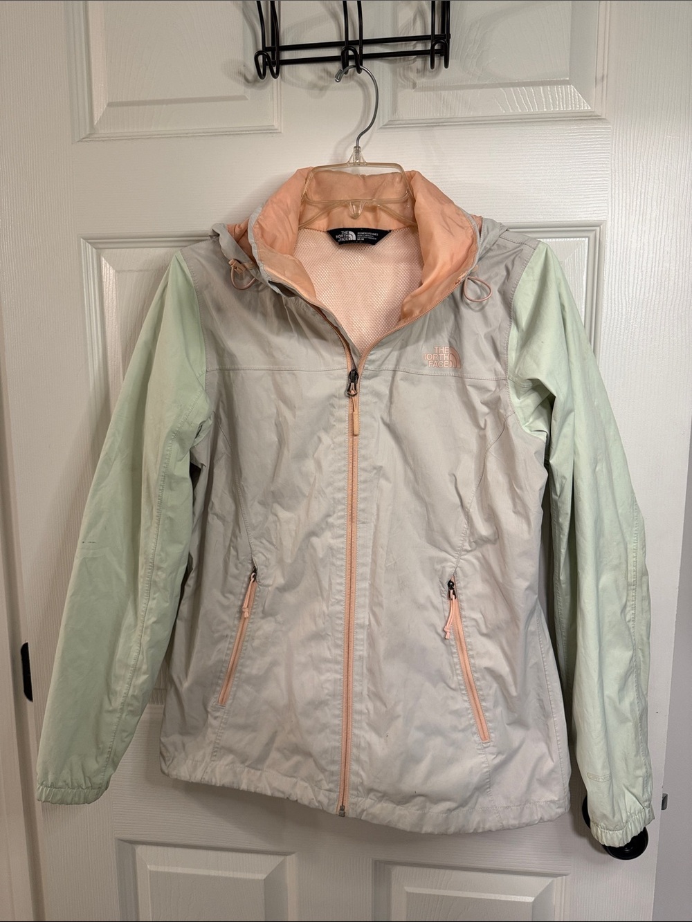 The North Face Women's Colorblock Utility Jacket - Mint Sleeves & Peach Trim